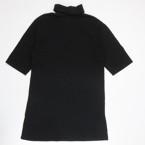 Zara Womens Black Cotton T-Shirt Dress Size M Roll Neck Pullover