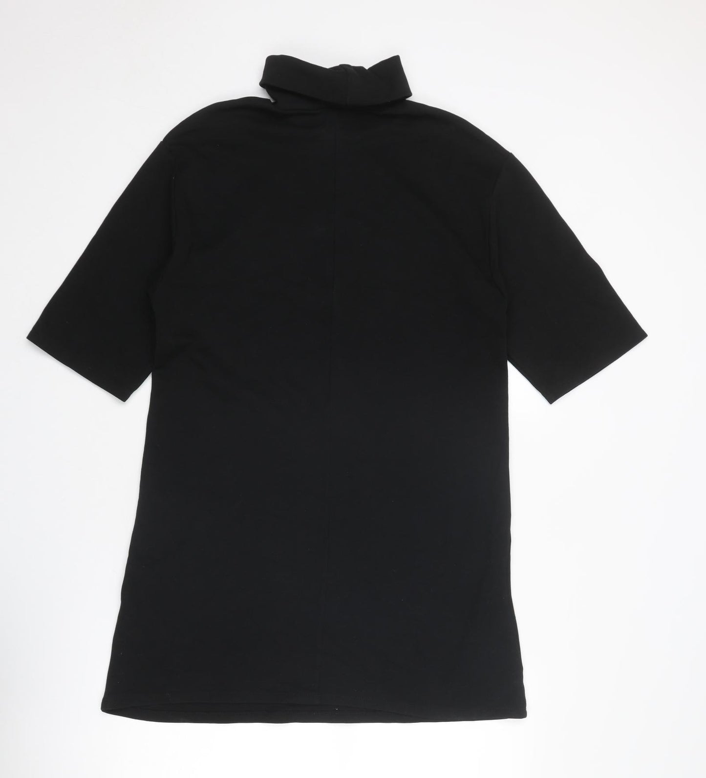 Zara Womens Black Cotton T-Shirt Dress Size M Roll Neck Pullover