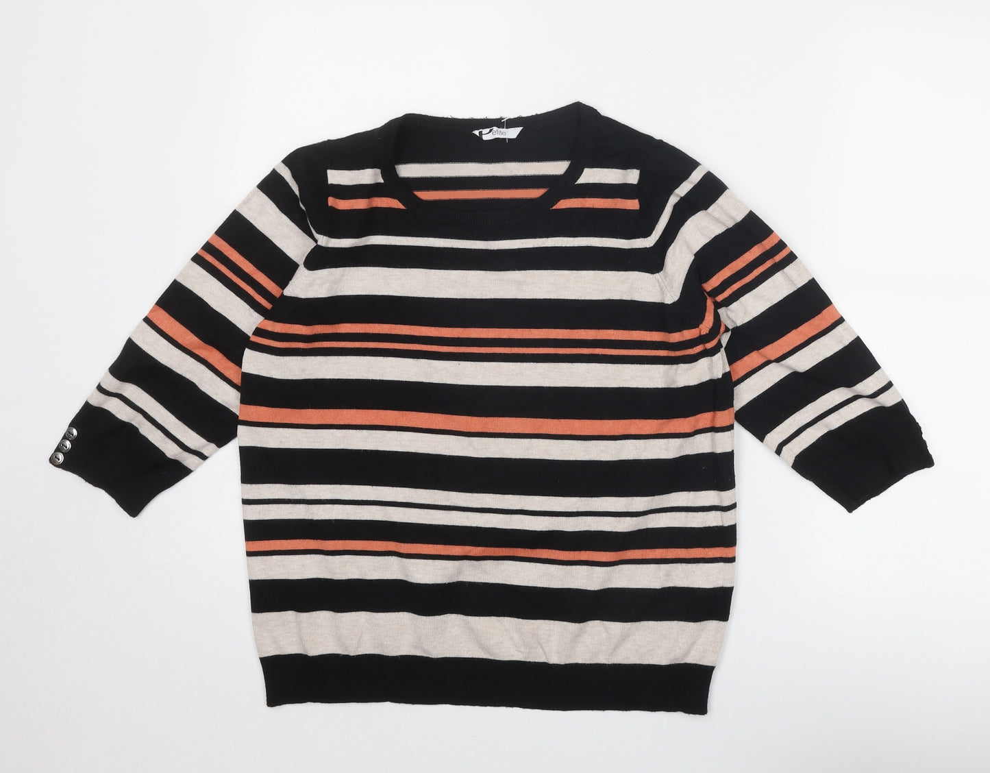 BHS Womens Multicoloured Boat Neck Striped Viscose Pullover Jumper Size 18