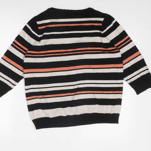 BHS Womens Multicoloured Boat Neck Striped Viscose Pullover Jumper Size 18
