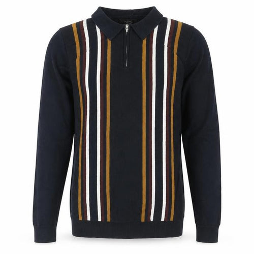 NEXT Mens Blue Collared Striped Cotton Henley Jumper Size S Long Sleeve