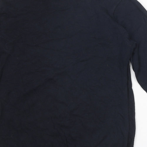NEXT Mens Blue Collared Striped Cotton Henley Jumper Size S Long Sleeve