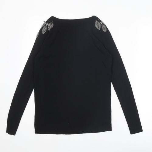 Zara Womens Black Polyester Basic Blouse Size S Round Neck