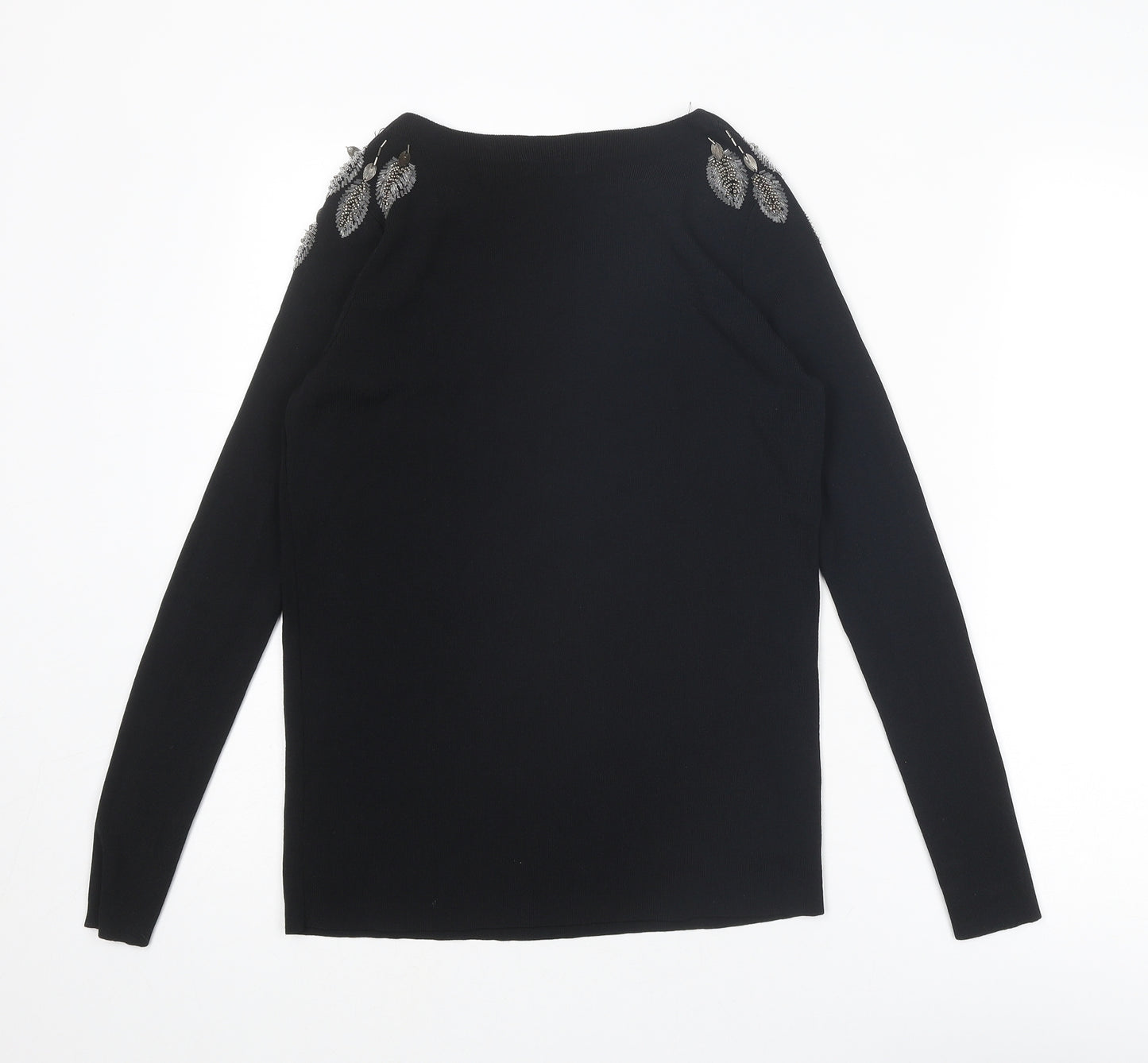 Zara Womens Black Polyester Basic Blouse Size S Round Neck