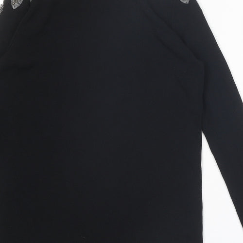 Zara Womens Black Polyester Basic Blouse Size S Round Neck