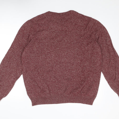Maine New England Mens Red Round Neck Cotton Pullover Jumper Size XL Long Sleeve
