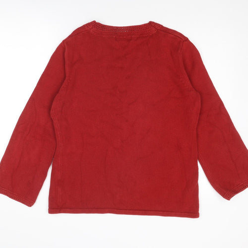 Jumper Womens Red V-Neck Acrylic Pullover Jumper Size L