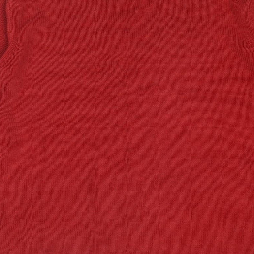 Jumper Womens Red V-Neck Acrylic Pullover Jumper Size L