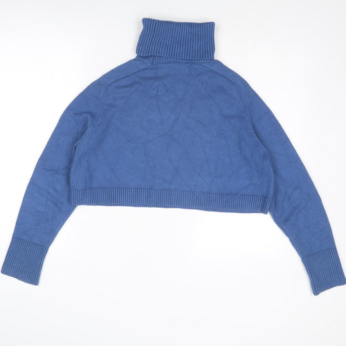 Zara Womens Blue Roll Neck Viscose Pullover Jumper Size S
