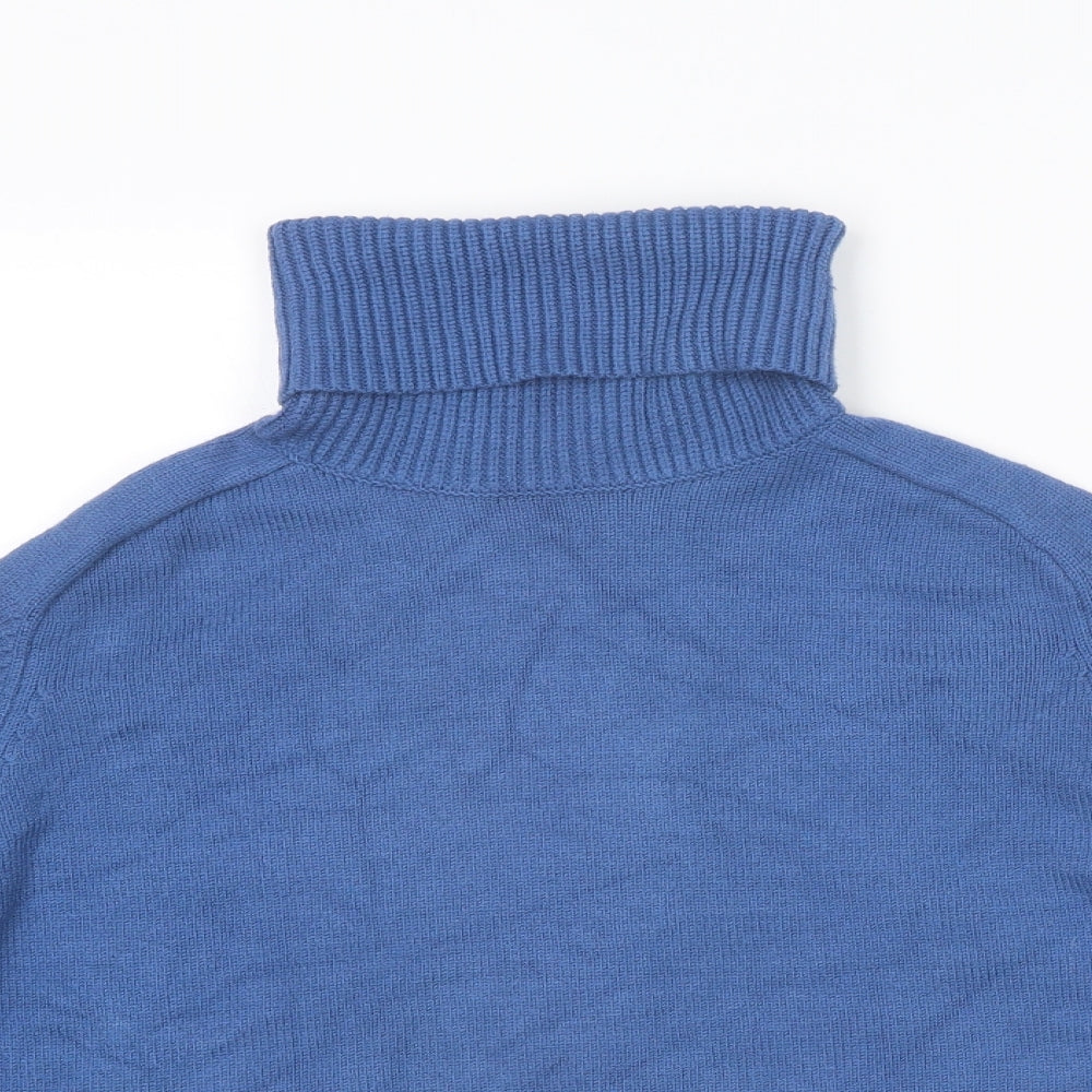 Zara Womens Blue Roll Neck Viscose Pullover Jumper Size S