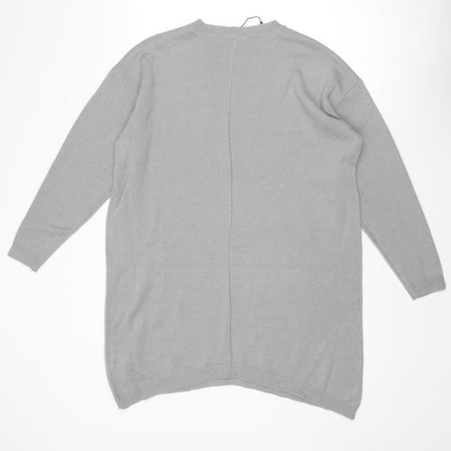 Boohoo Womens Grey Crew Neck Acrylic Pullover Jumper Size S