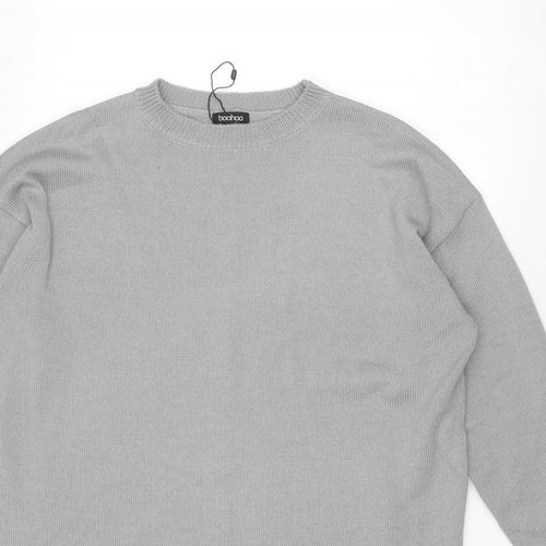 Boohoo Womens Grey Crew Neck Acrylic Pullover Jumper Size S