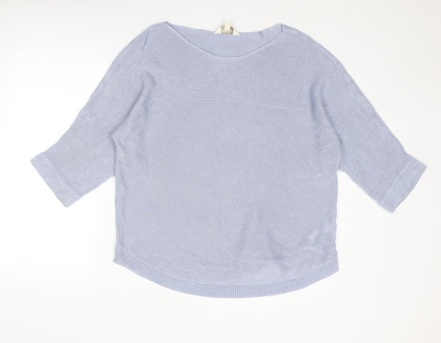 Monsoon Womens Blue Boat Neck Linen Pullover Jumper Size L