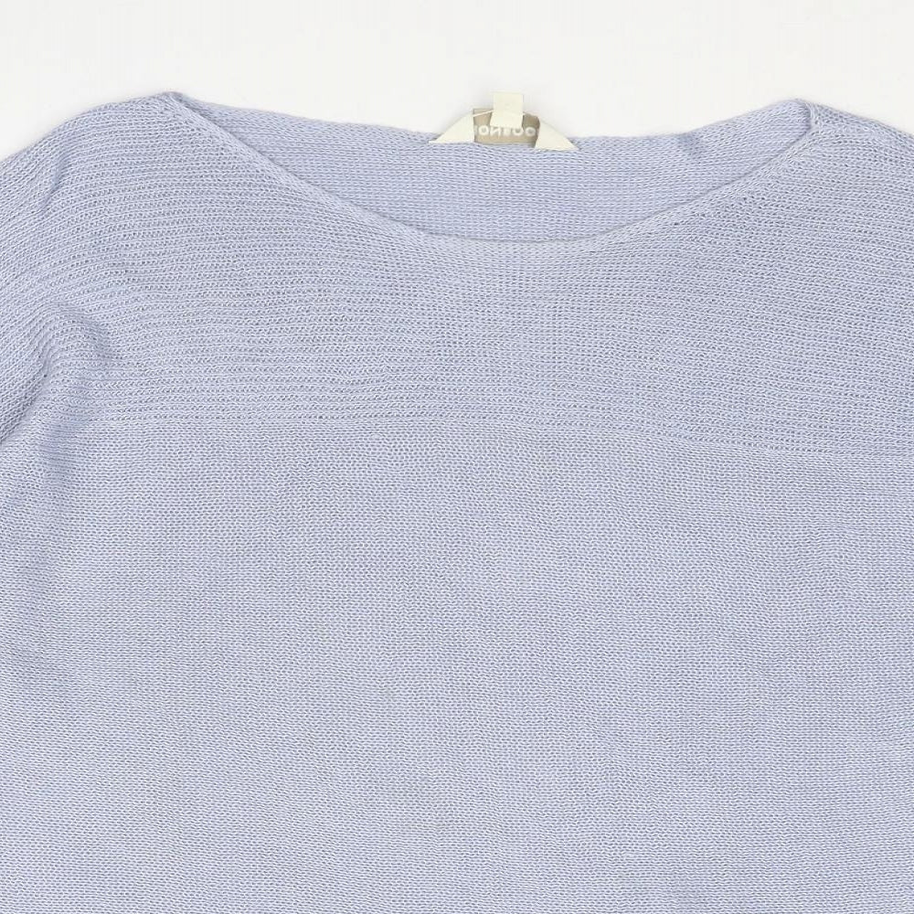 Monsoon Womens Blue Boat Neck Linen Pullover Jumper Size L