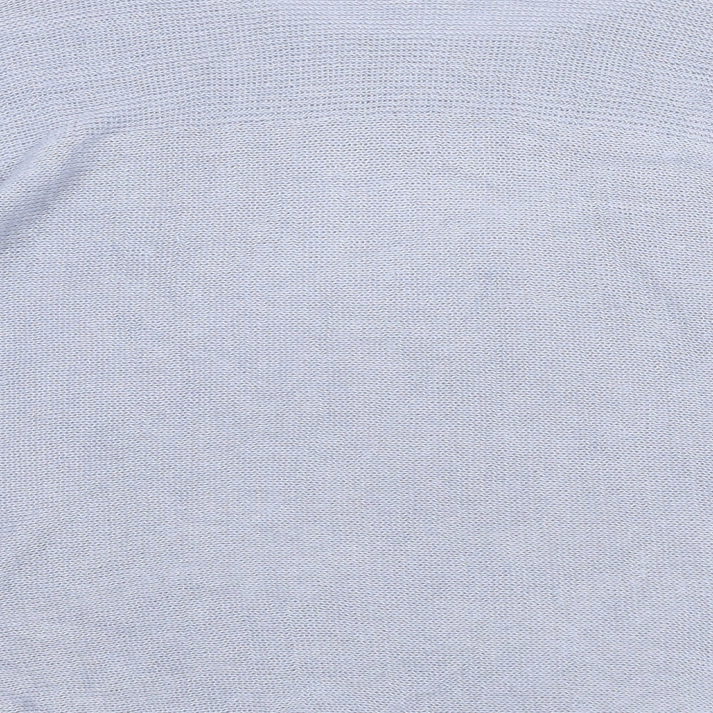 Monsoon Womens Blue Boat Neck Linen Pullover Jumper Size L