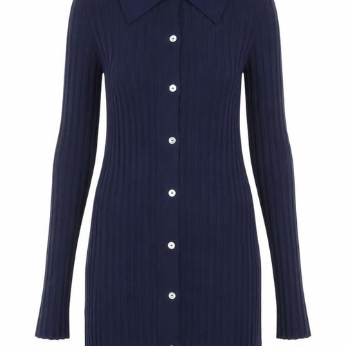 Mango Womens Blue Polyamide Shirt Dress Size S Collared Button - Ribbed