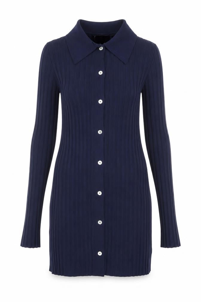 Mango Womens Blue Polyamide Shirt Dress Size S Collared Button - Ribbed