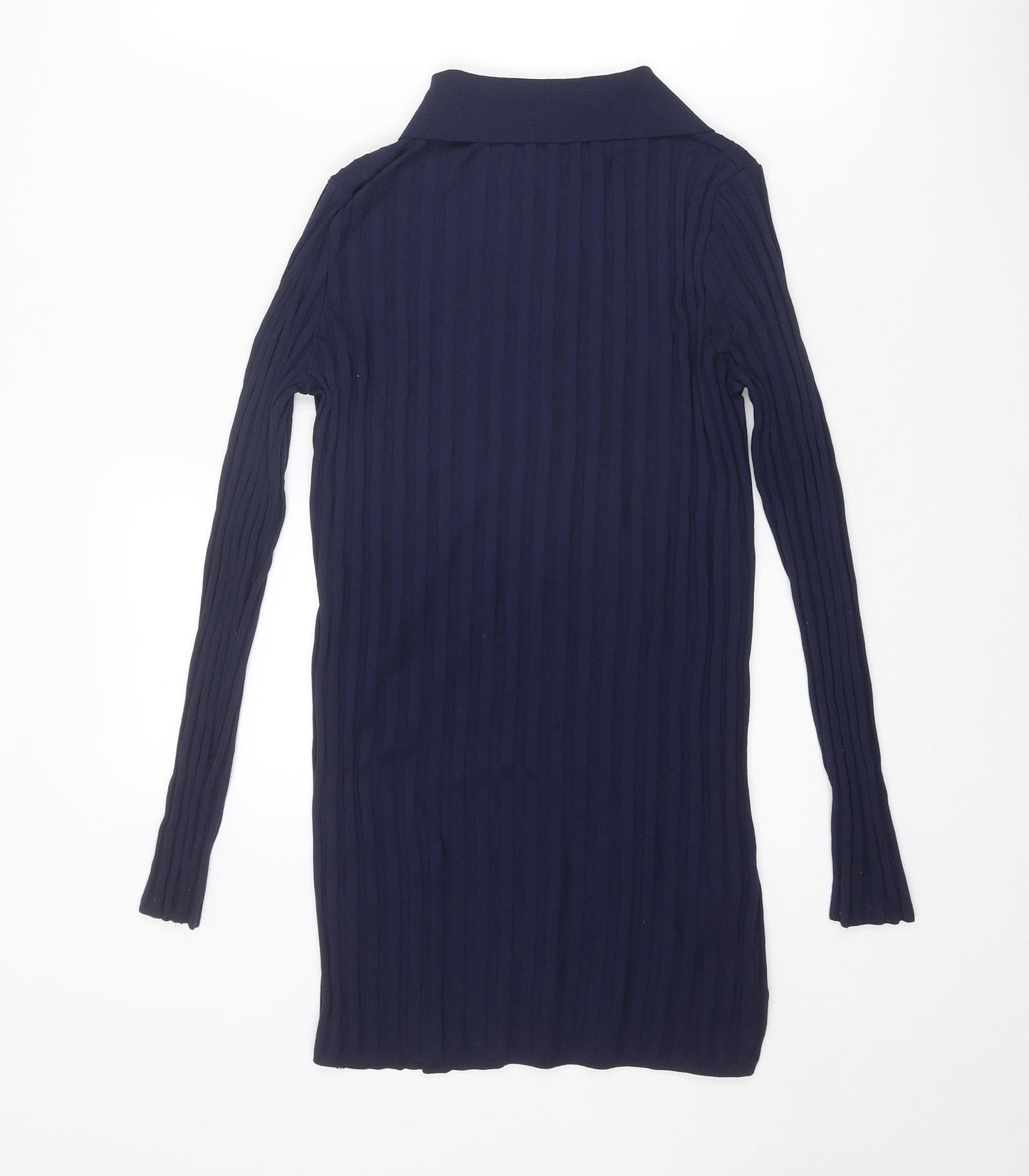 Mango Womens Blue Polyamide Shirt Dress Size S Collared Button - Ribbed