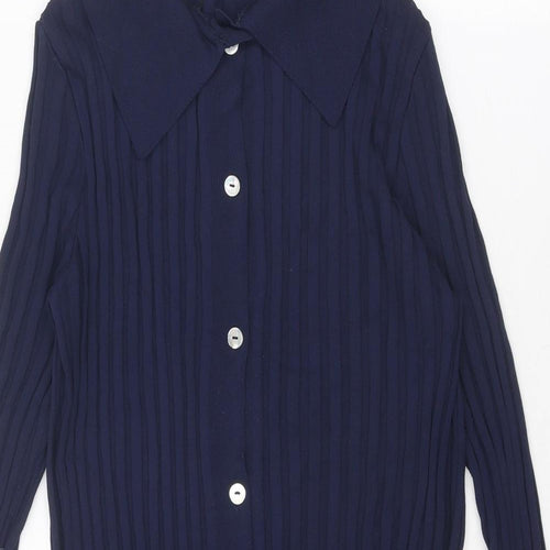 Mango Womens Blue Polyamide Shirt Dress Size S Collared Button - Ribbed