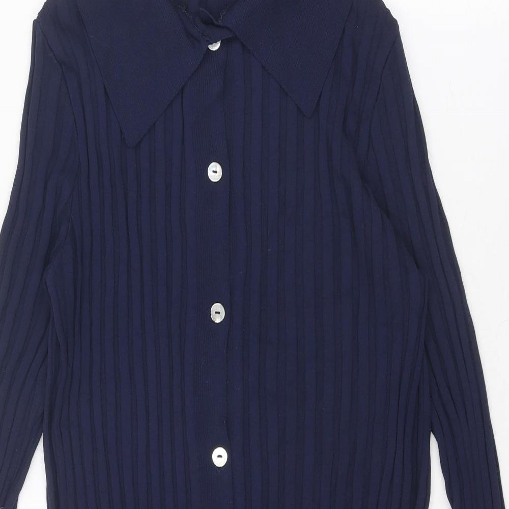 Mango Womens Blue Polyamide Shirt Dress Size S Collared Button - Ribbed