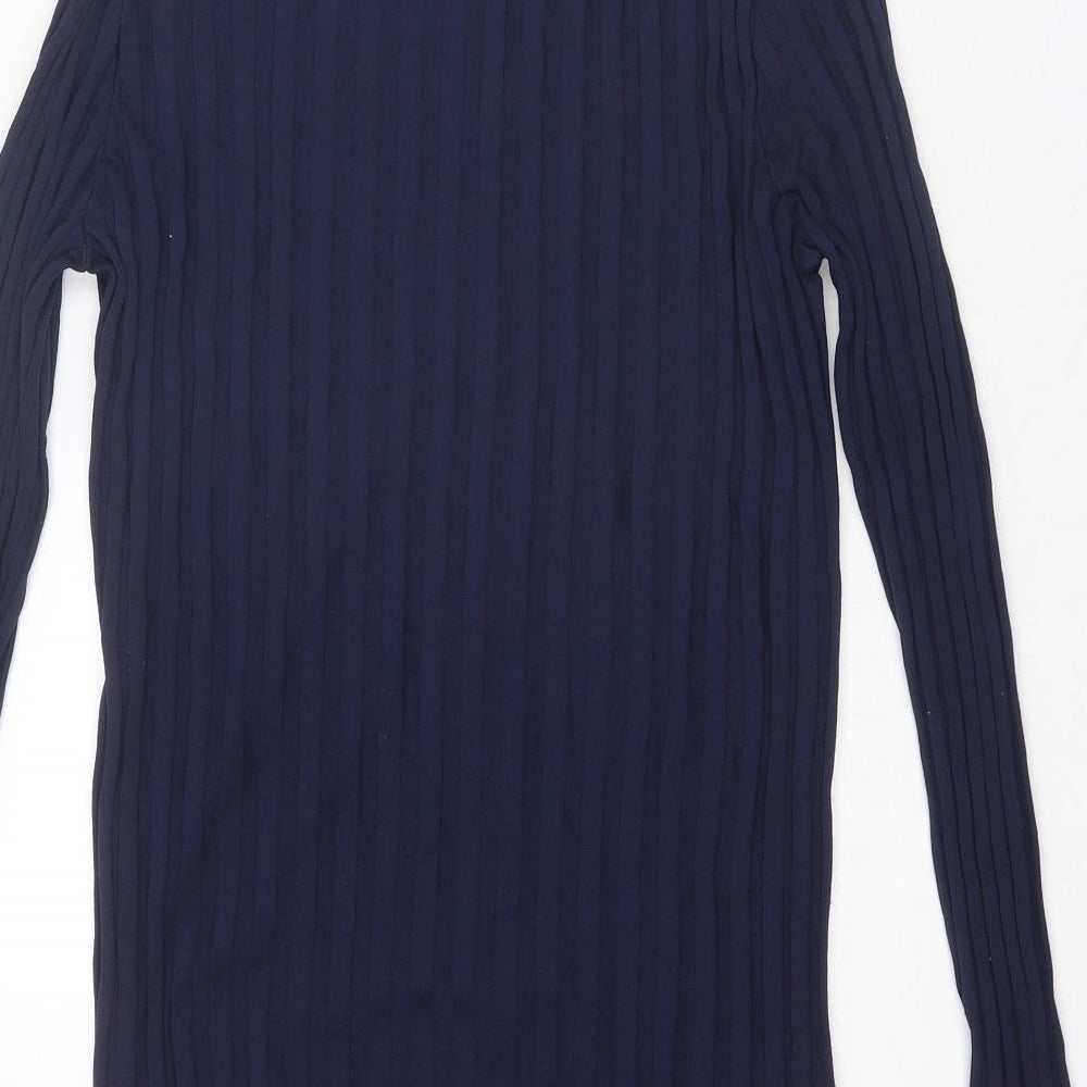 Mango Womens Blue Polyamide Shirt Dress Size S Collared Button - Ribbed