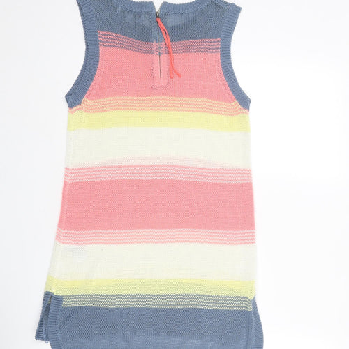 NEXT Womens Multicoloured Boat Neck Striped Acrylic Vest Jumper Size 10