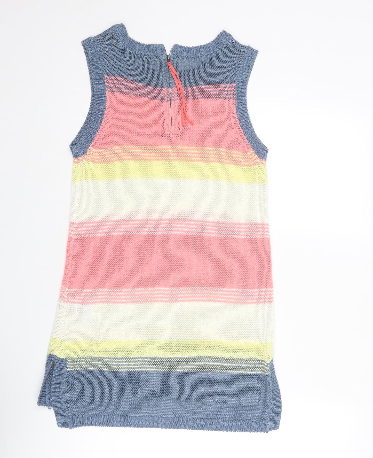 NEXT Womens Multicoloured Boat Neck Striped Acrylic Vest Jumper Size 10