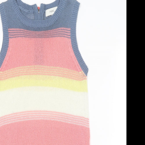 NEXT Womens Multicoloured Boat Neck Striped Acrylic Vest Jumper Size 10