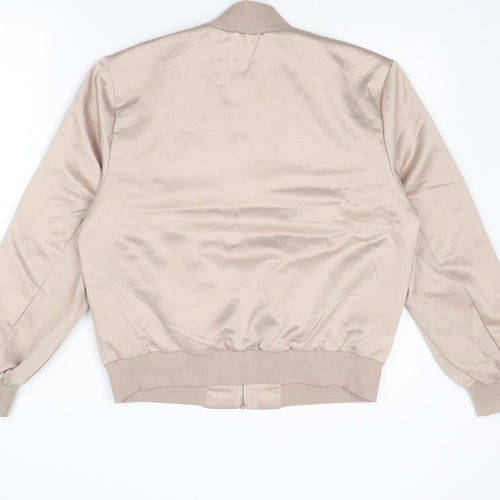Boohoo Womens Beige Bomber Jacket Jacket Size 10 Zip
