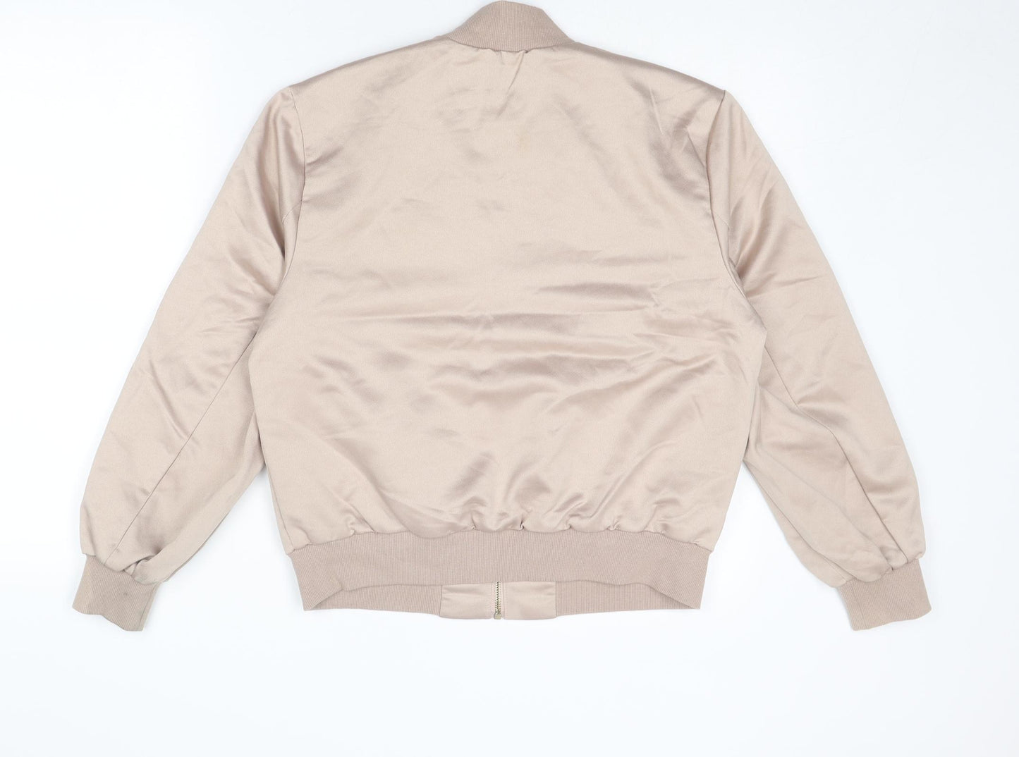 Boohoo Womens Beige Bomber Jacket Jacket Size 10 Zip