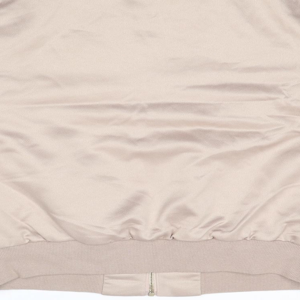 Boohoo Womens Beige Bomber Jacket Jacket Size 10 Zip