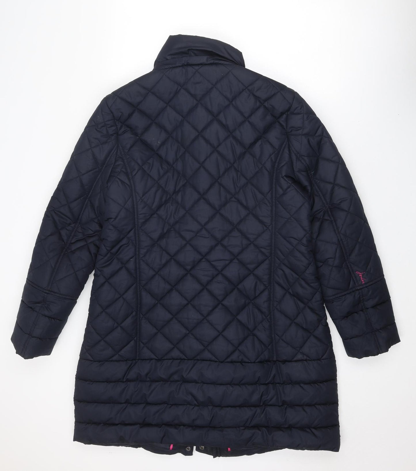 Joules Womens Blue Quilted Coat Size 16 Zip