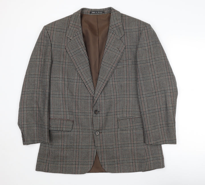 Dunn & Co Mens Brown Plaid Wool Jacket Suit Jacket Size 40 Regular