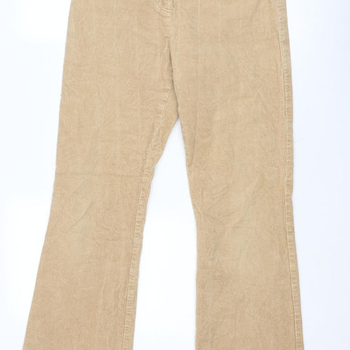Laura Ashley Womens Beige Cotton Trousers Size 12 Regular Zip