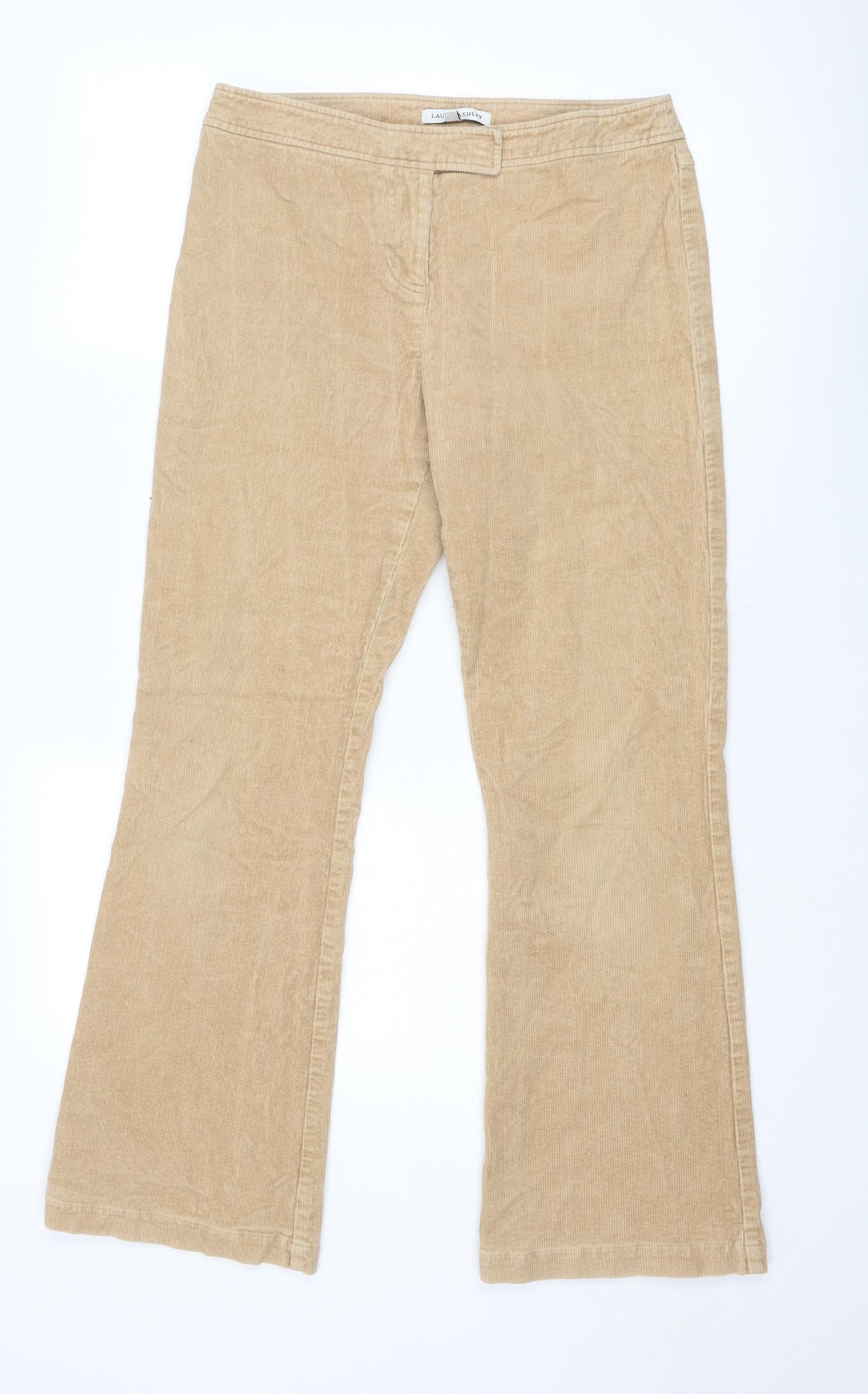 Laura Ashley Womens Beige Cotton Trousers Size 12 Regular Zip
