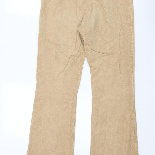 Laura Ashley Womens Beige Cotton Trousers Size 12 Regular Zip