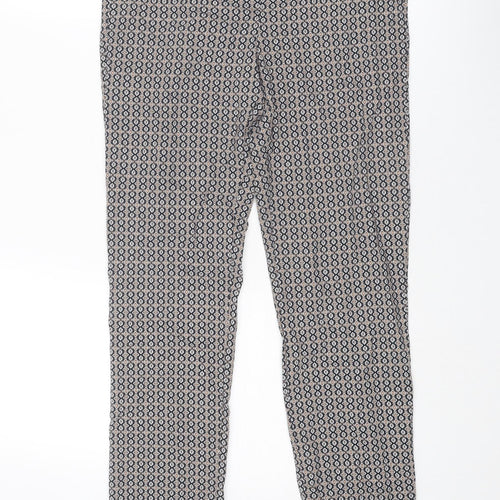 Dunnes Stores Womens Multicoloured Geometric Viscose Trousers Size 10 Regular Zip