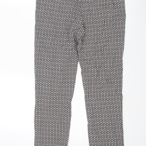 Dunnes Stores Womens Multicoloured Geometric Viscose Trousers Size 10 Regular Zip