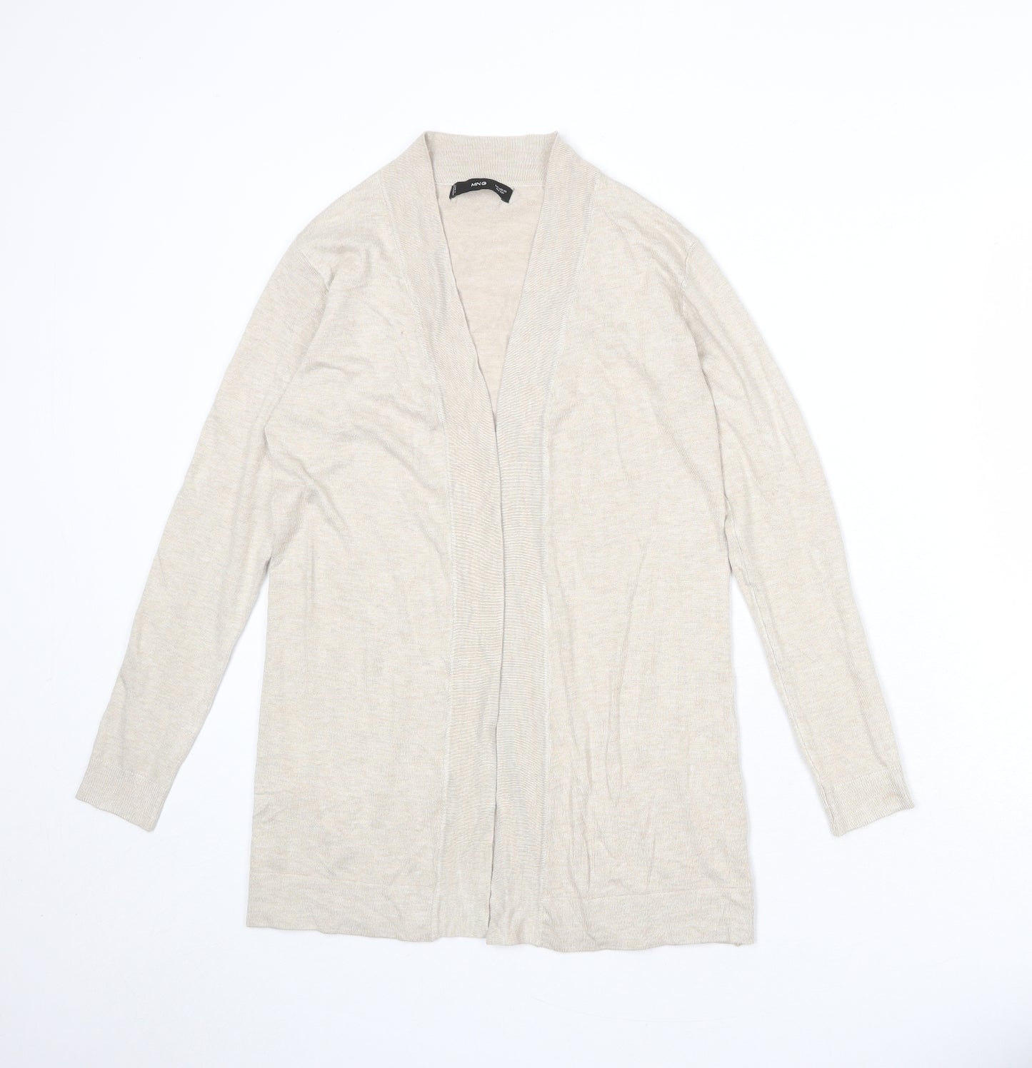 Mango Womens Beige V-Neck Viscose Cardigan Jumper Size XS
