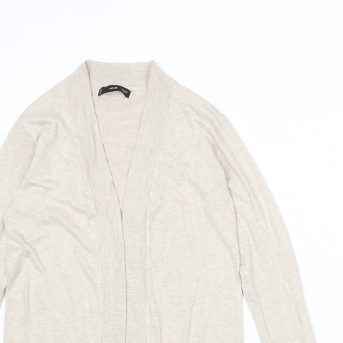 Mango Womens Beige V-Neck Viscose Cardigan Jumper Size XS