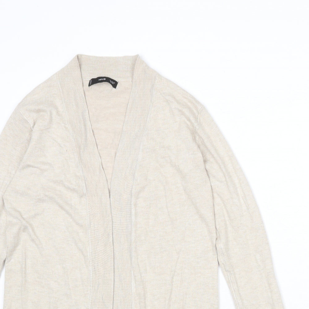 Mango Womens Beige V-Neck Viscose Cardigan Jumper Size XS