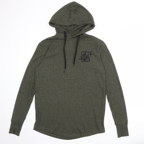 SikSilk Mens Green Polyester Pullover Hoodie Size XS