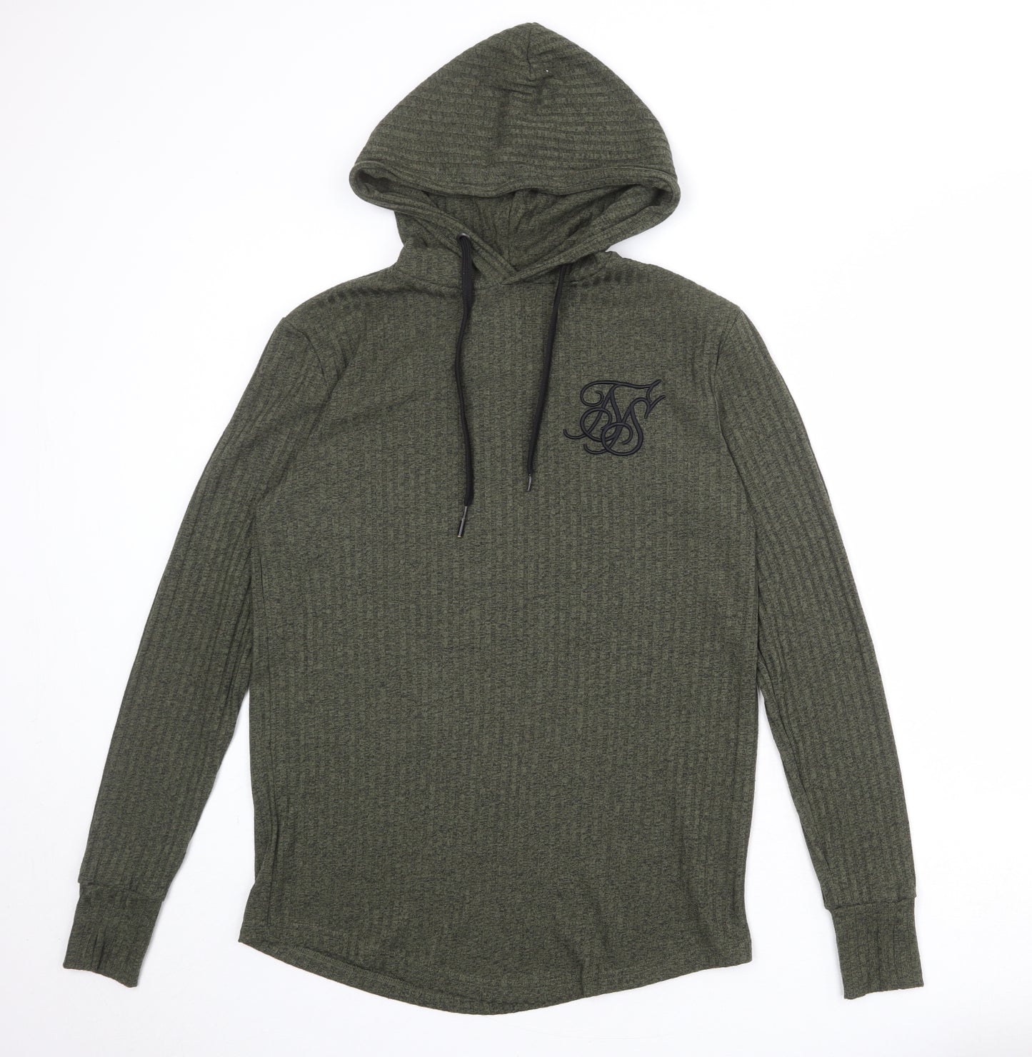 SikSilk Mens Green Polyester Pullover Hoodie Size XS