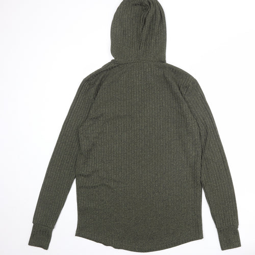 SikSilk Mens Green Polyester Pullover Hoodie Size XS