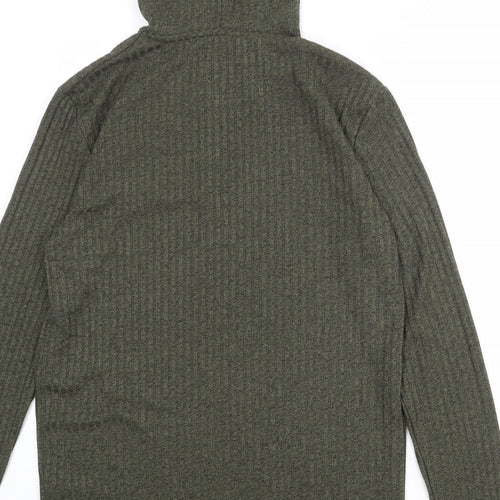 SikSilk Mens Green Polyester Pullover Hoodie Size XS