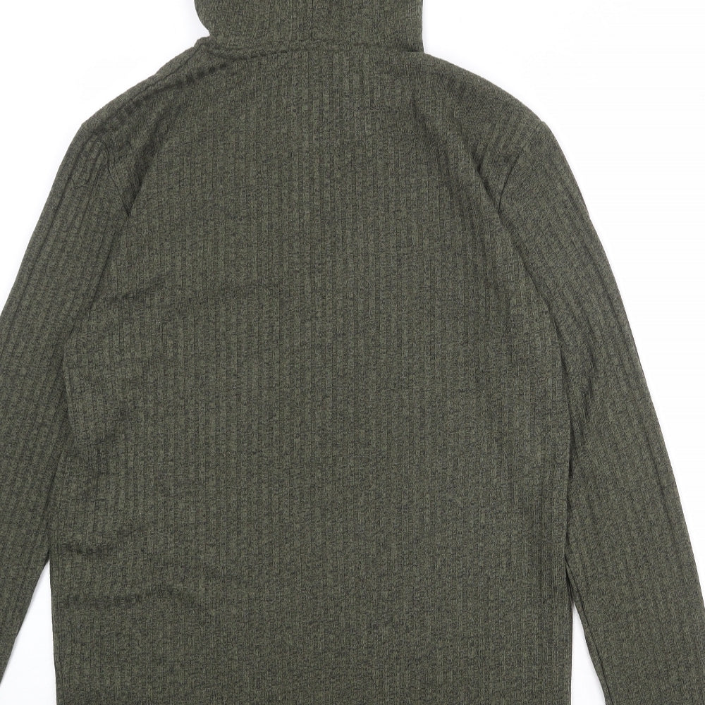 SikSilk Mens Green Polyester Pullover Hoodie Size XS