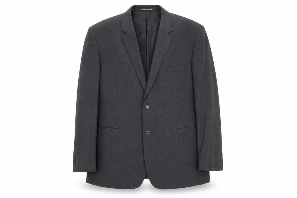 Front view of The Fitting Room men’s grey polyester jacket suit jacket, size 48, regular