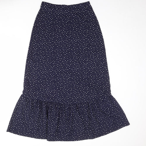 NEXT Womens Blue Polka Dot Polyester Trumpet Skirt Size 10 Button
