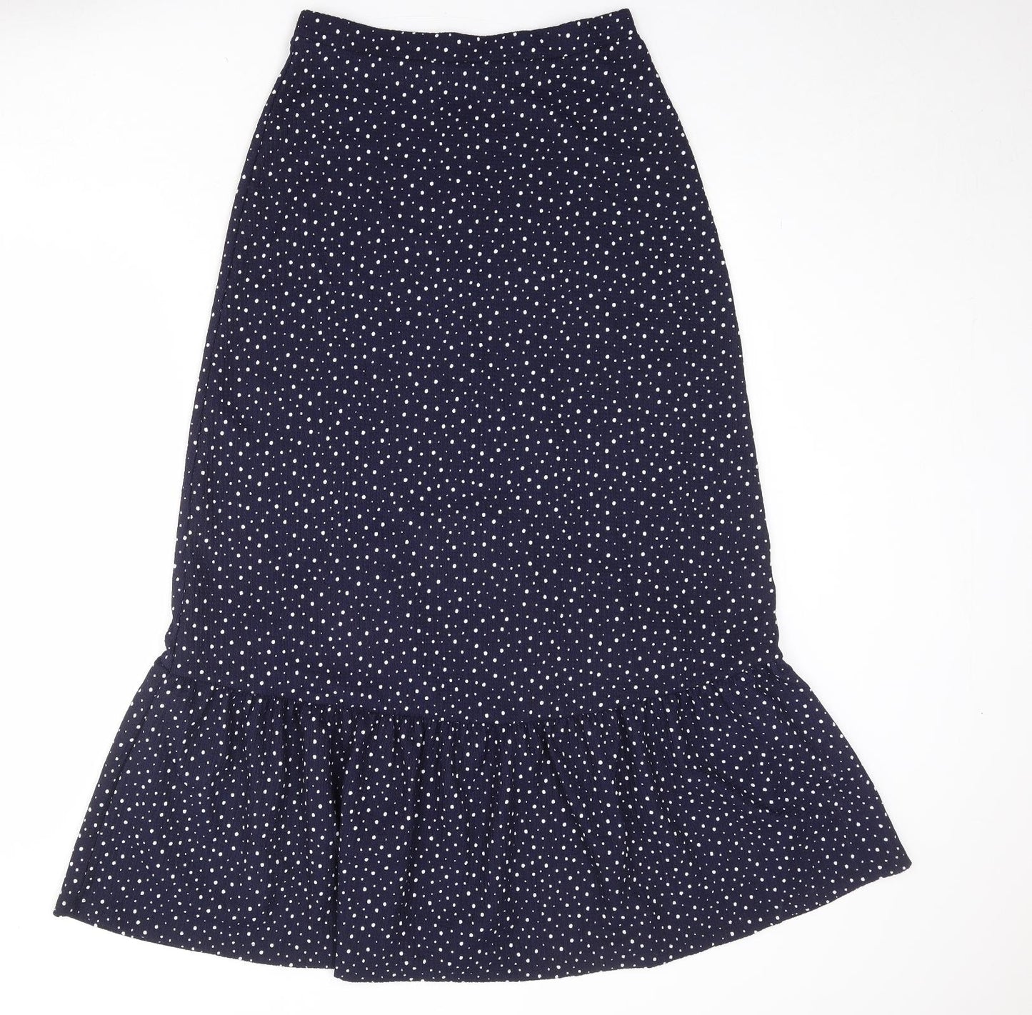 NEXT Womens Blue Polka Dot Polyester Trumpet Skirt Size 10 Button
