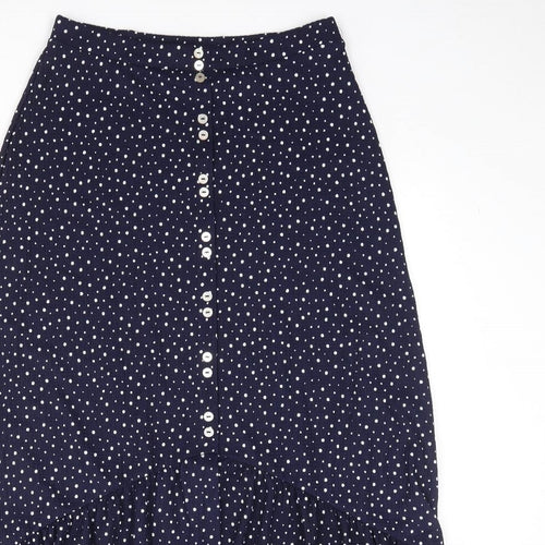 NEXT Womens Blue Polka Dot Polyester Trumpet Skirt Size 10 Button